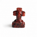 Small multi-material handmade tombstone with a skull and cross crystal carving-C061