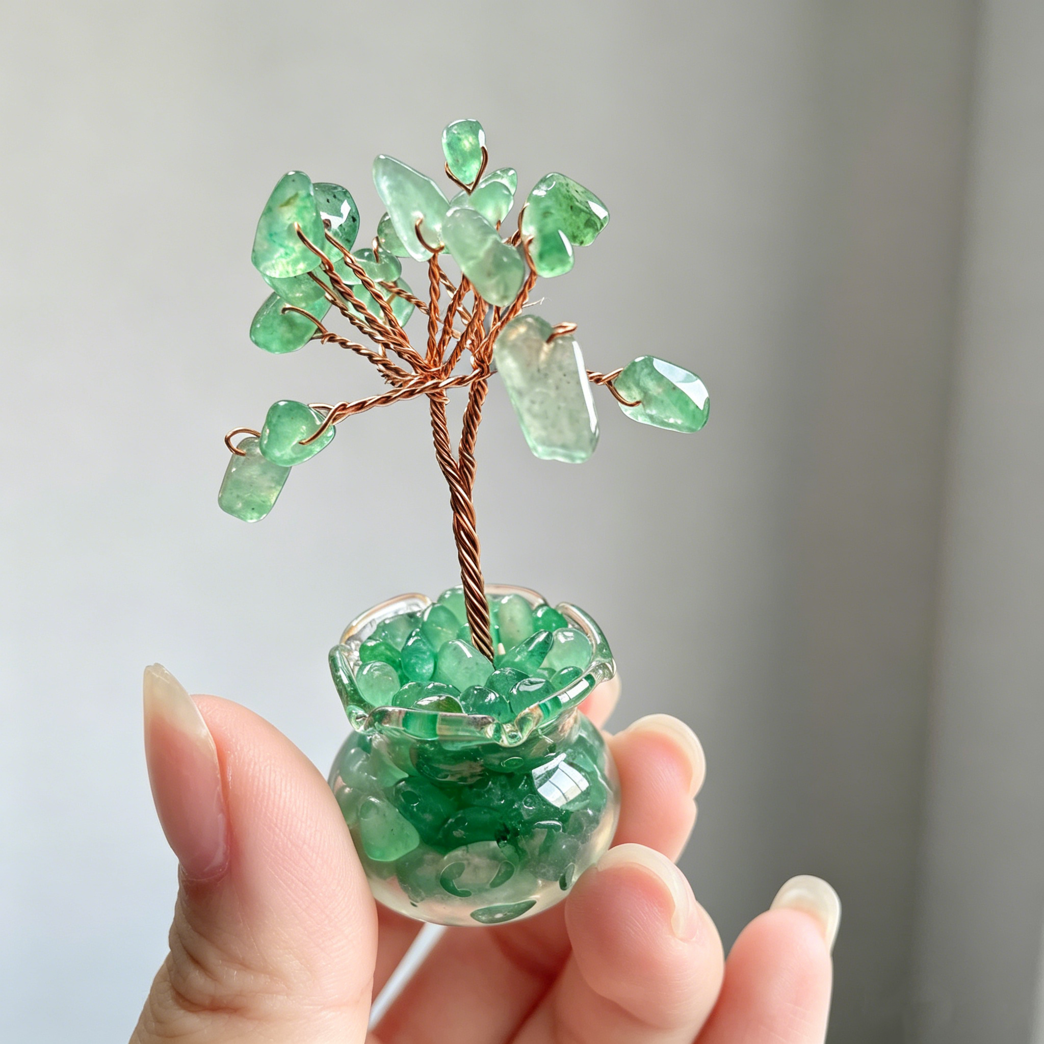 Small Rose quartz amethyst citrine green aventurine chips tree crystal ornament C002