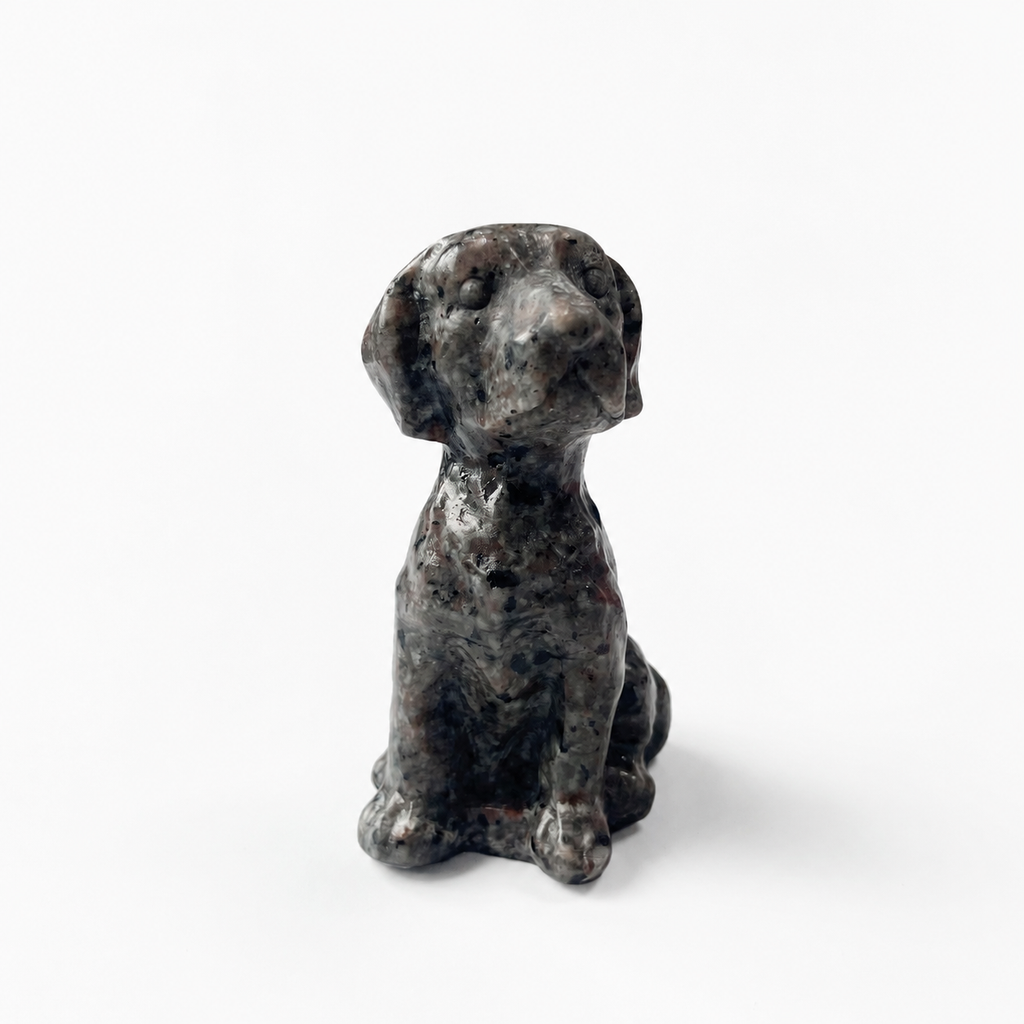 4.3inch hand carved UV-reactive yooperlite dog crystal carving-C019