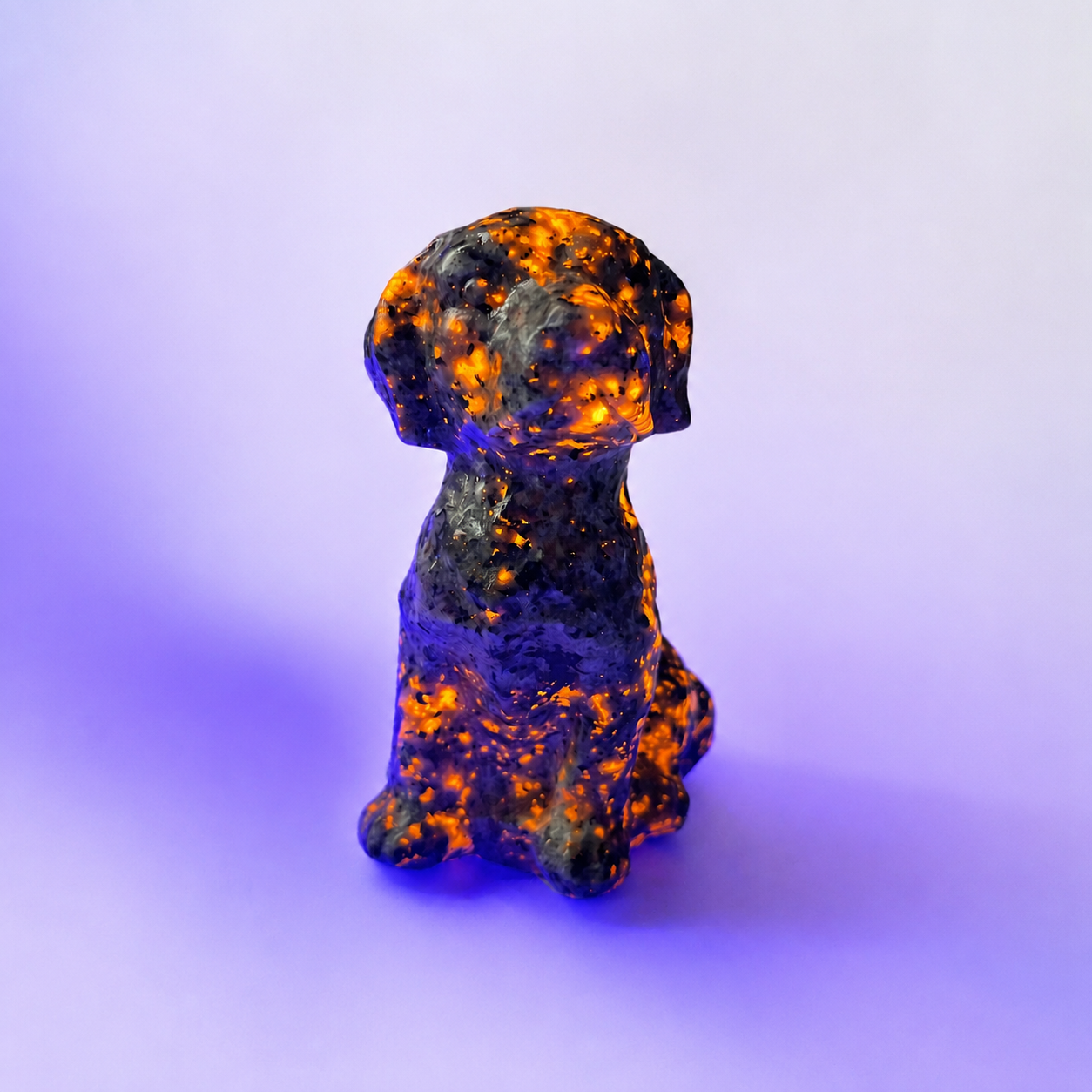 4.3inch hand carved UV-reactive yooperlite dog crystal carving-C019