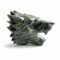 1PC natural green jade wolf head crystal carving-C024