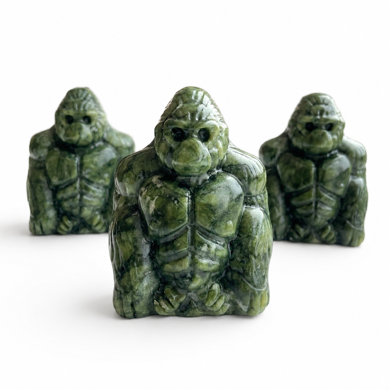 1PC natural green jade muscle gorilla crystal carving-C025