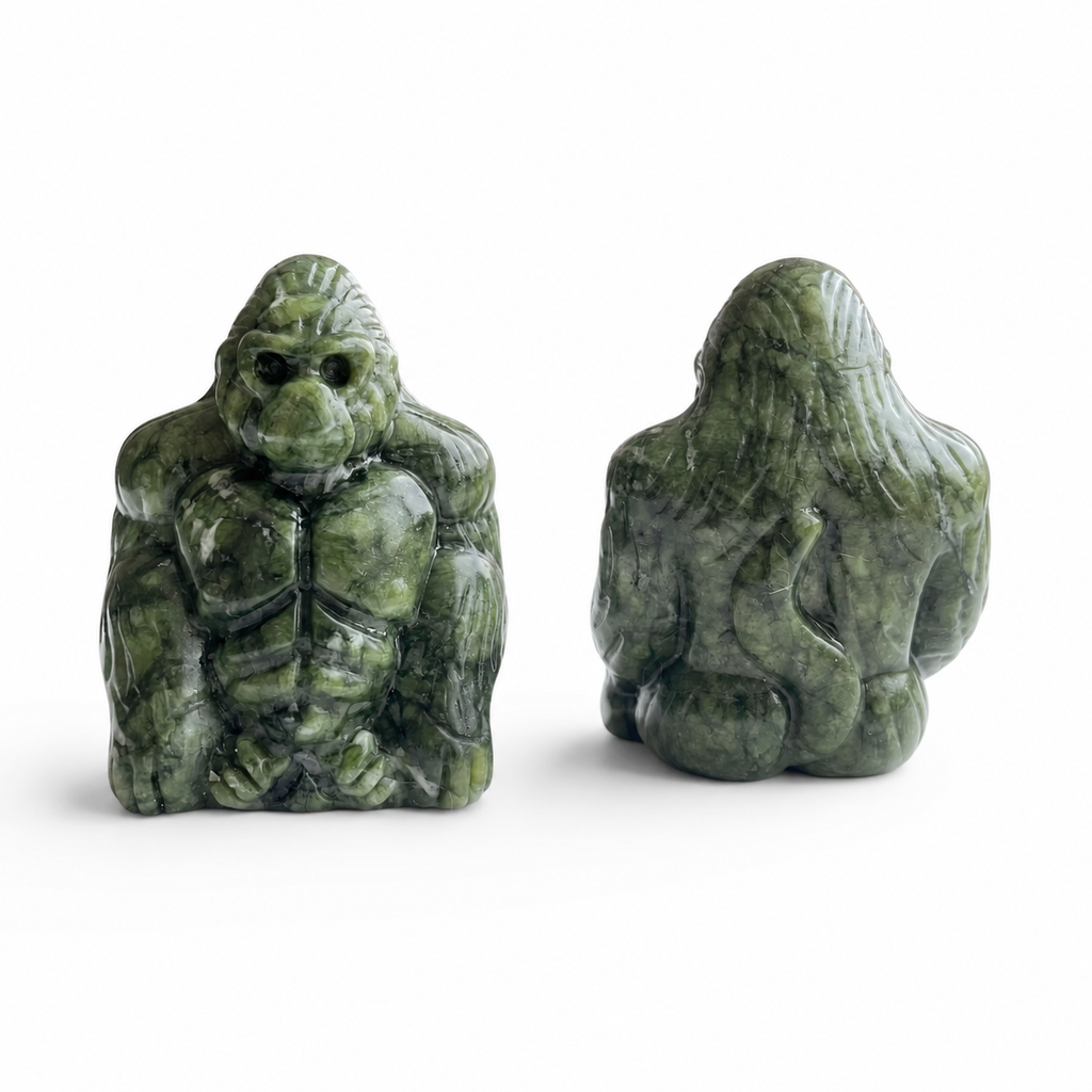 1PC natural green jade muscle gorilla crystal carving-C025