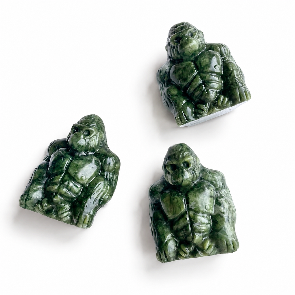 1PC natural green jade muscle gorilla crystal carving-C025