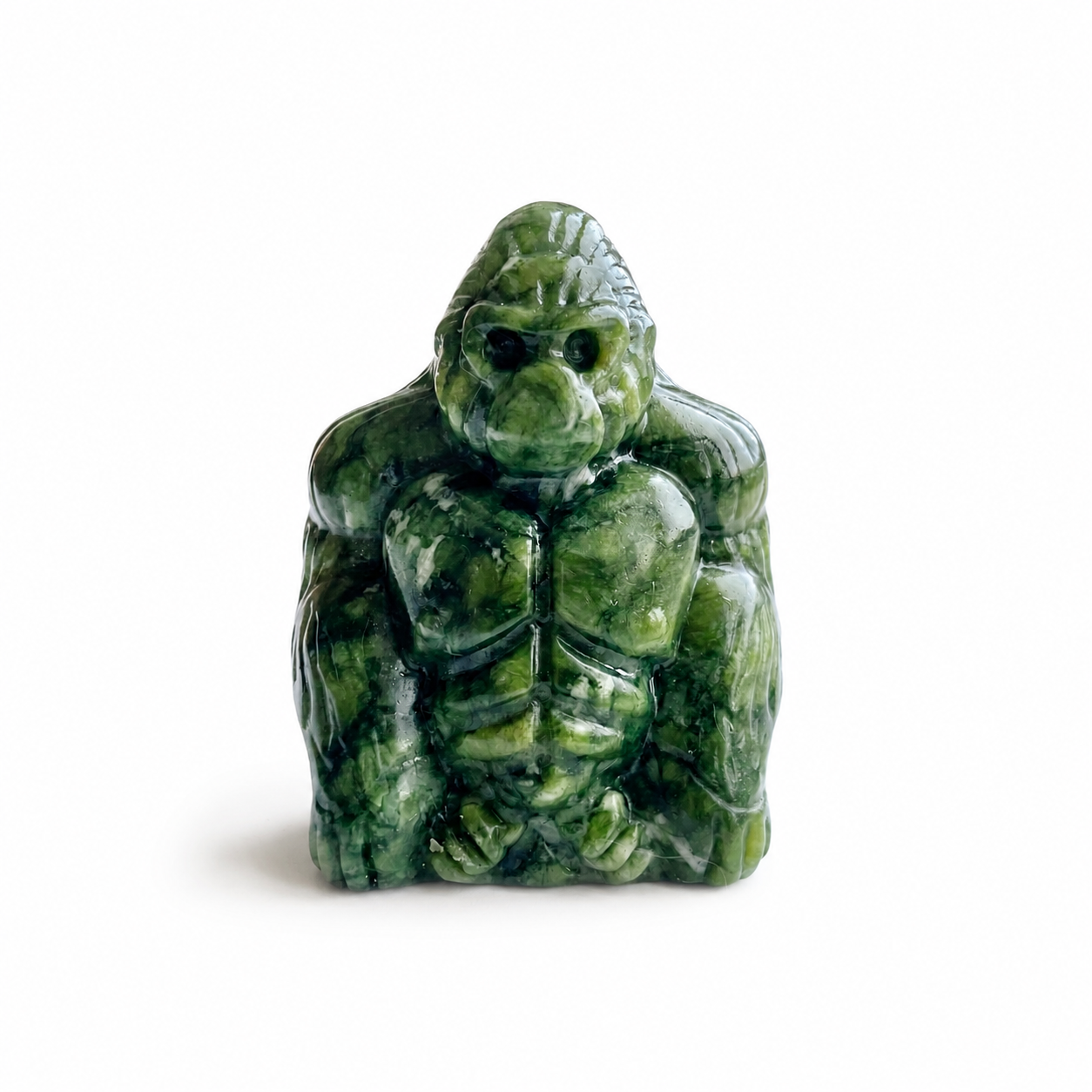 1PC natural green jade muscle gorilla crystal carving-C025
