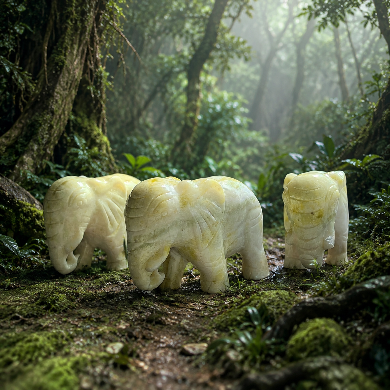 1PC large natural XiuYan Jade  elephant crystal carving-C026