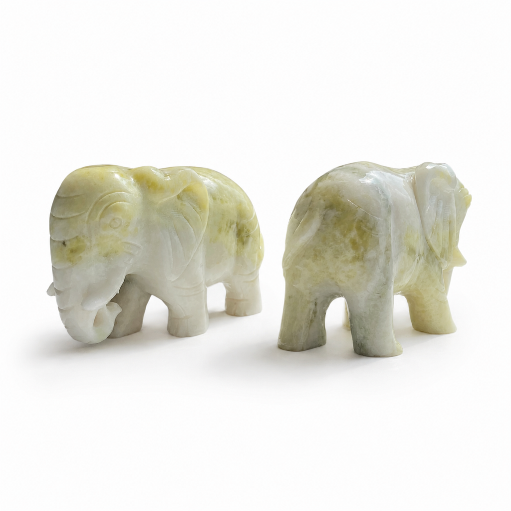 1PC large natural XiuYan Jade  elephant crystal carving-C026