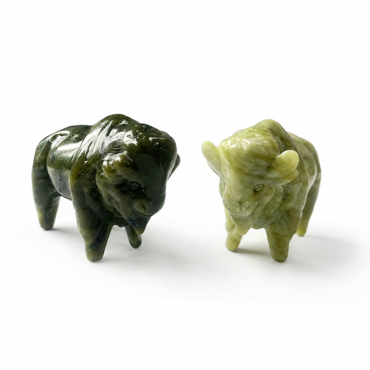 1PC natural green jade bison crystal carving-C013
