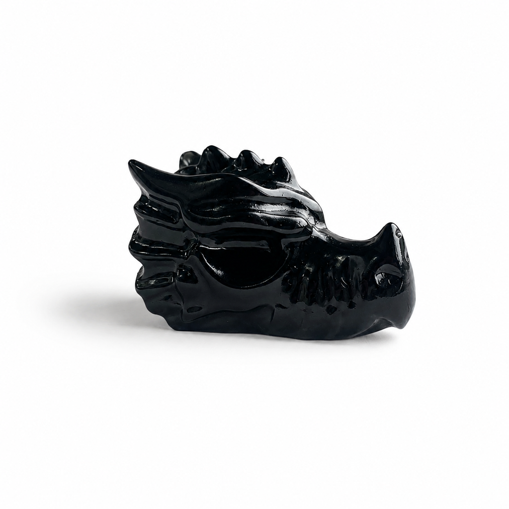 Multi-material handmade dragon head crystal carving-C045