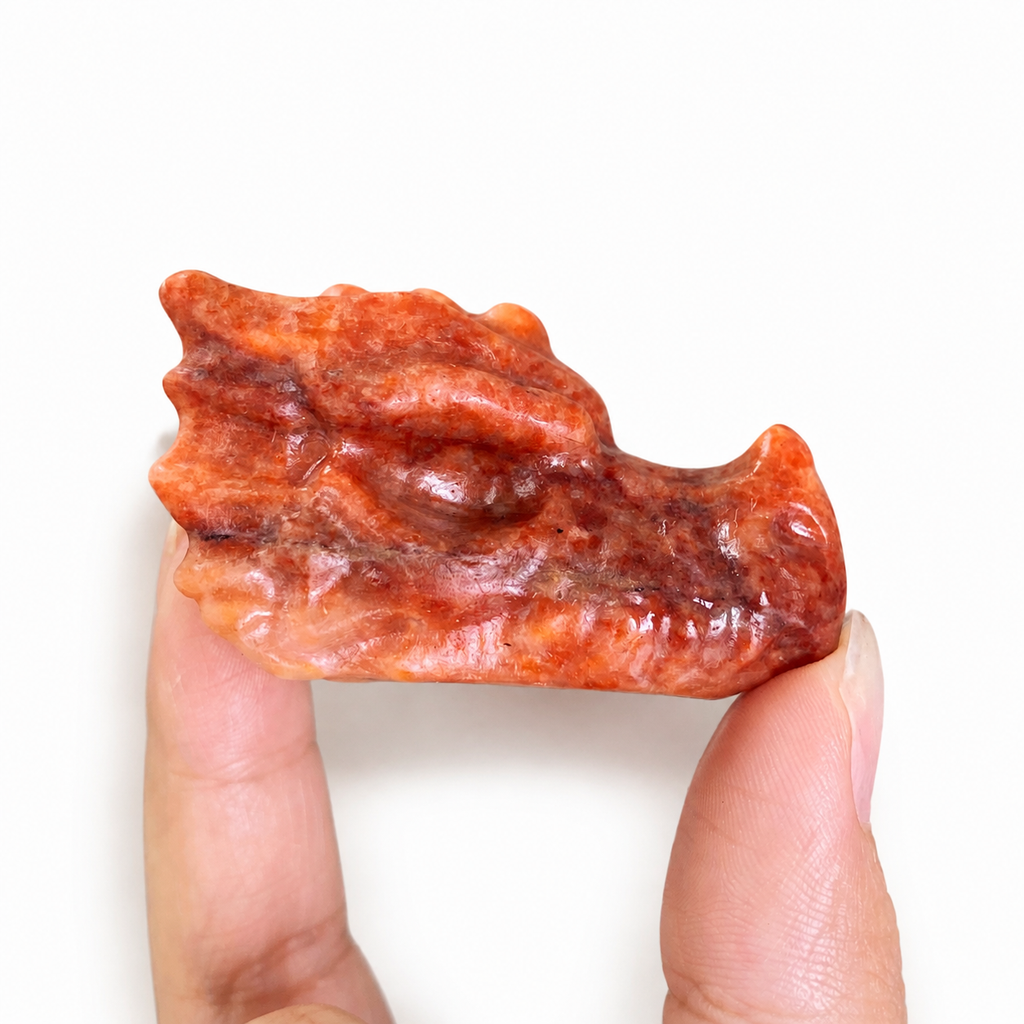 Multi-material handmade dragon head crystal carving-C045