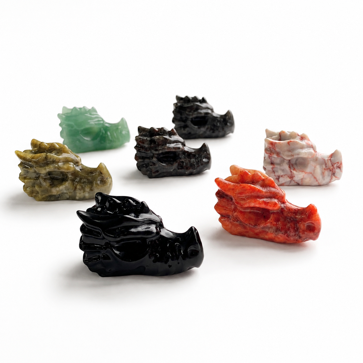 Multi-material handmade dragon head crystal carving-C045