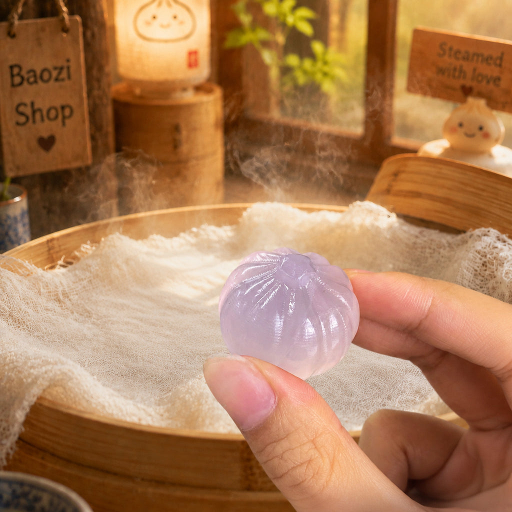 Multi-material handmade baozi crystal carving-C046