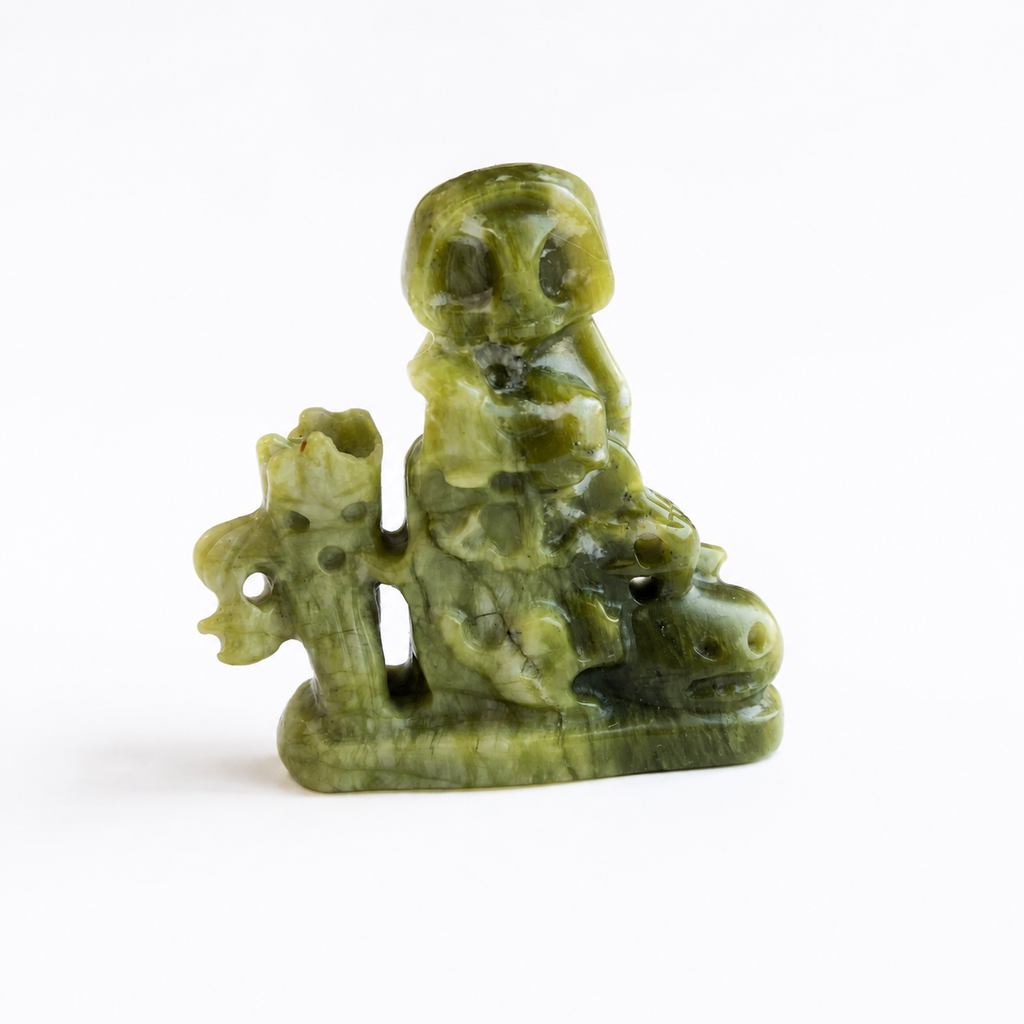 1PC natural Serpentine Jade skull ghost for your halloween gift crystal carving-C043
