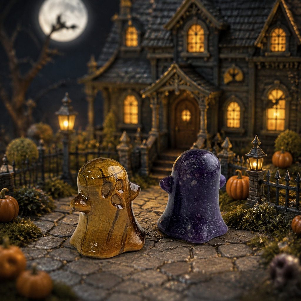 Multi-material handmade Cute ghost crystal carving-C047