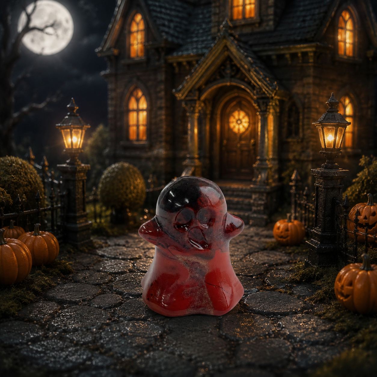 Multi-material handmade Cute ghost crystal carving-C047