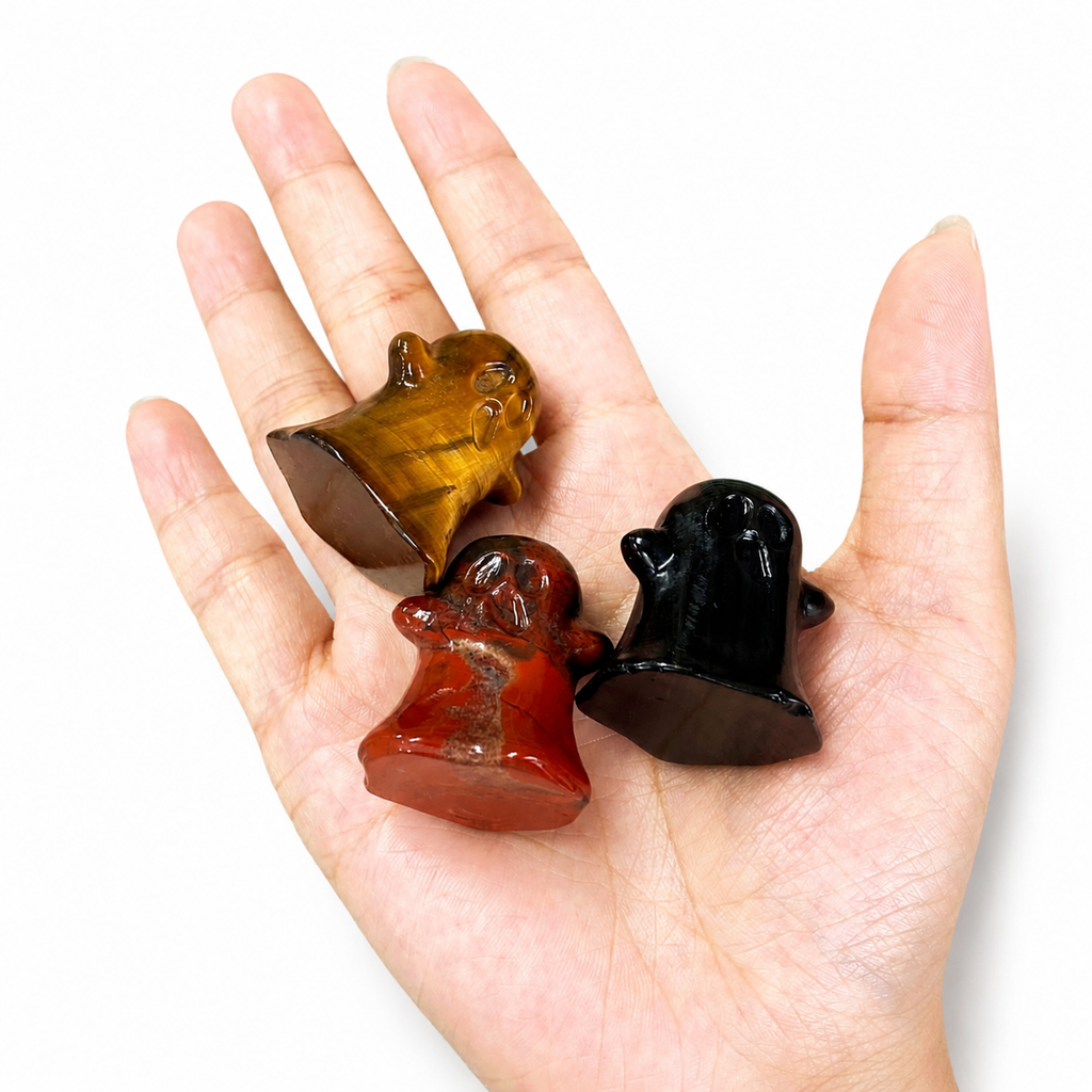 Multi-material handmade Cute ghost crystal carving-C047