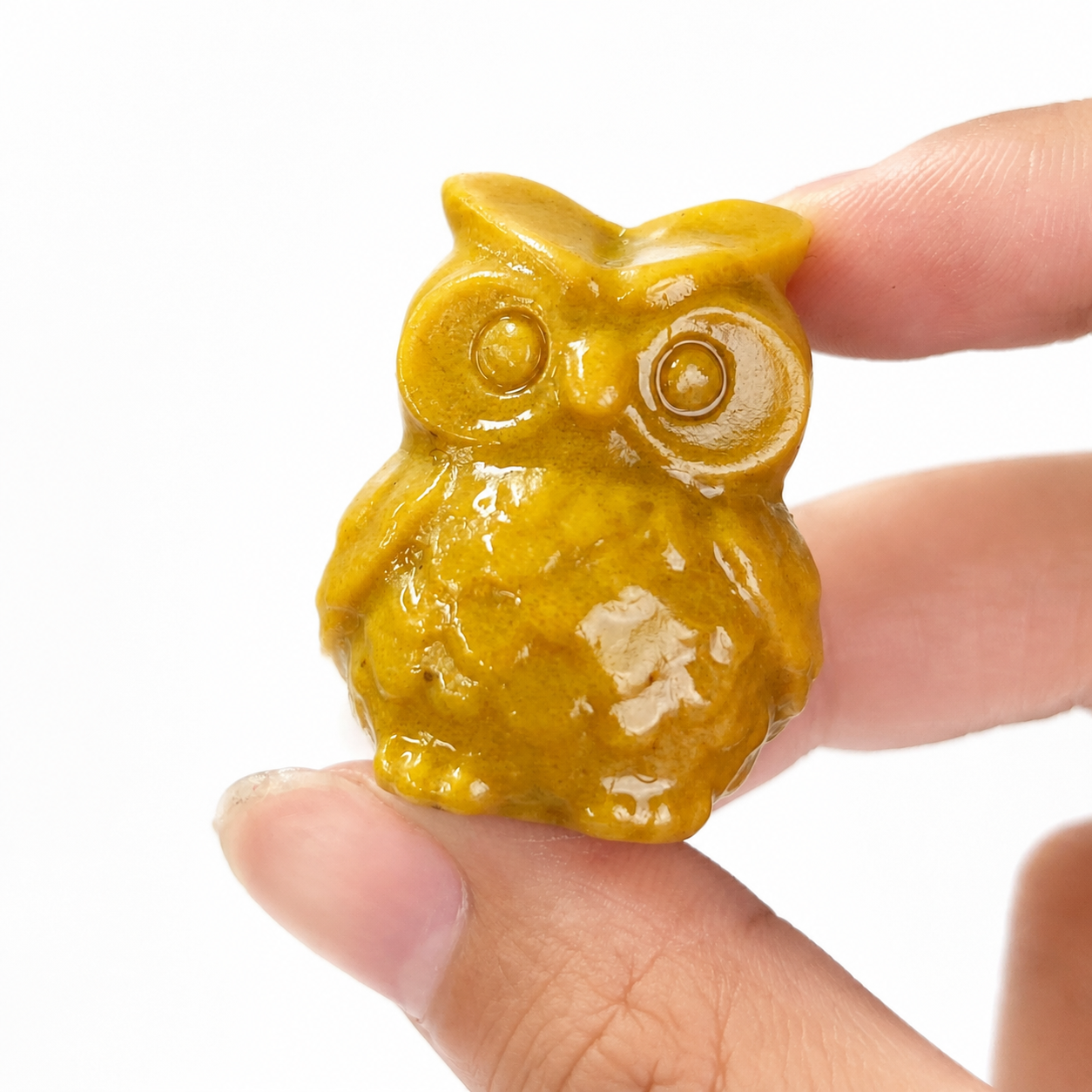 Multi-material handmade cute small owl carving-C048
