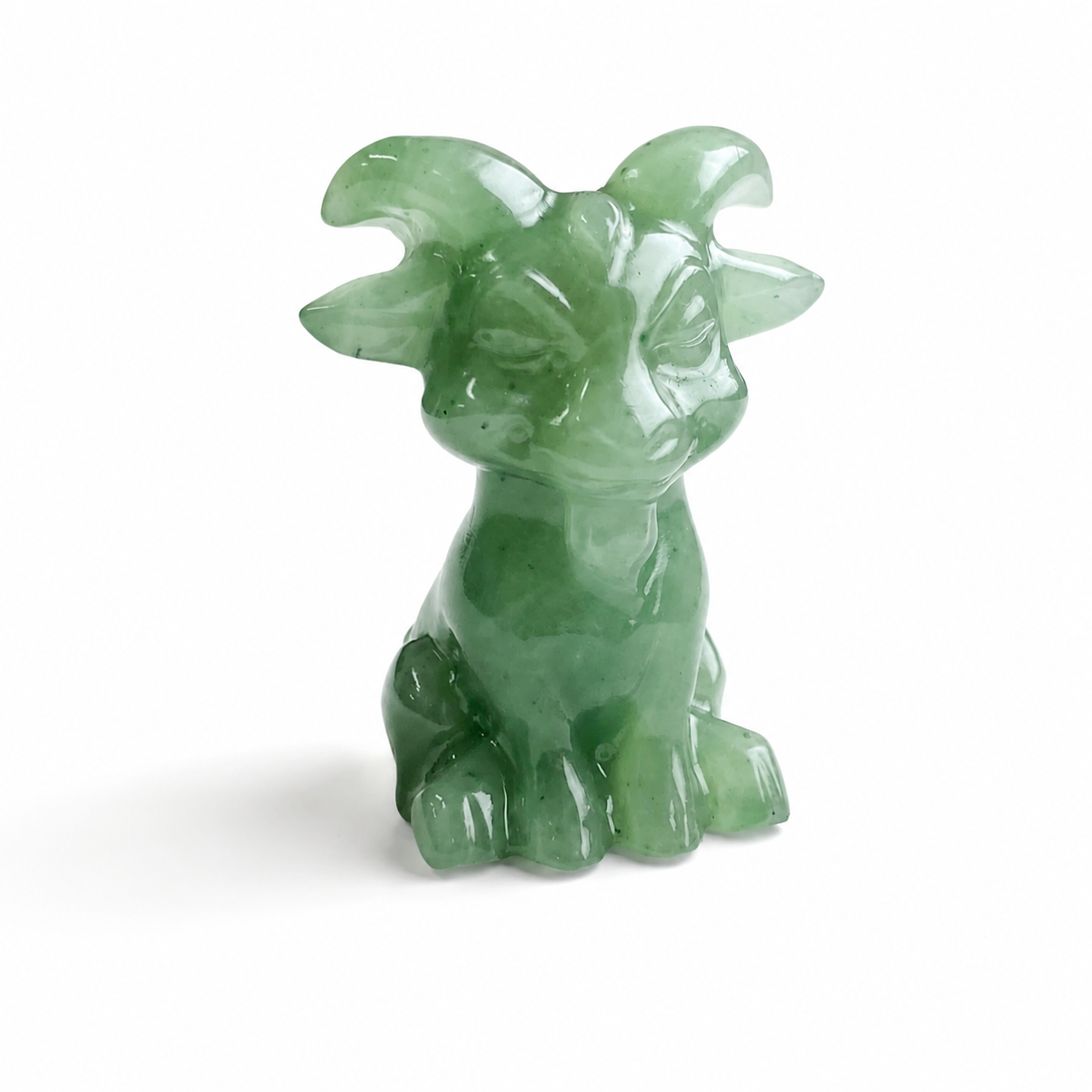 Multi-material handmade Cute Horned Goat crystal carving-C049