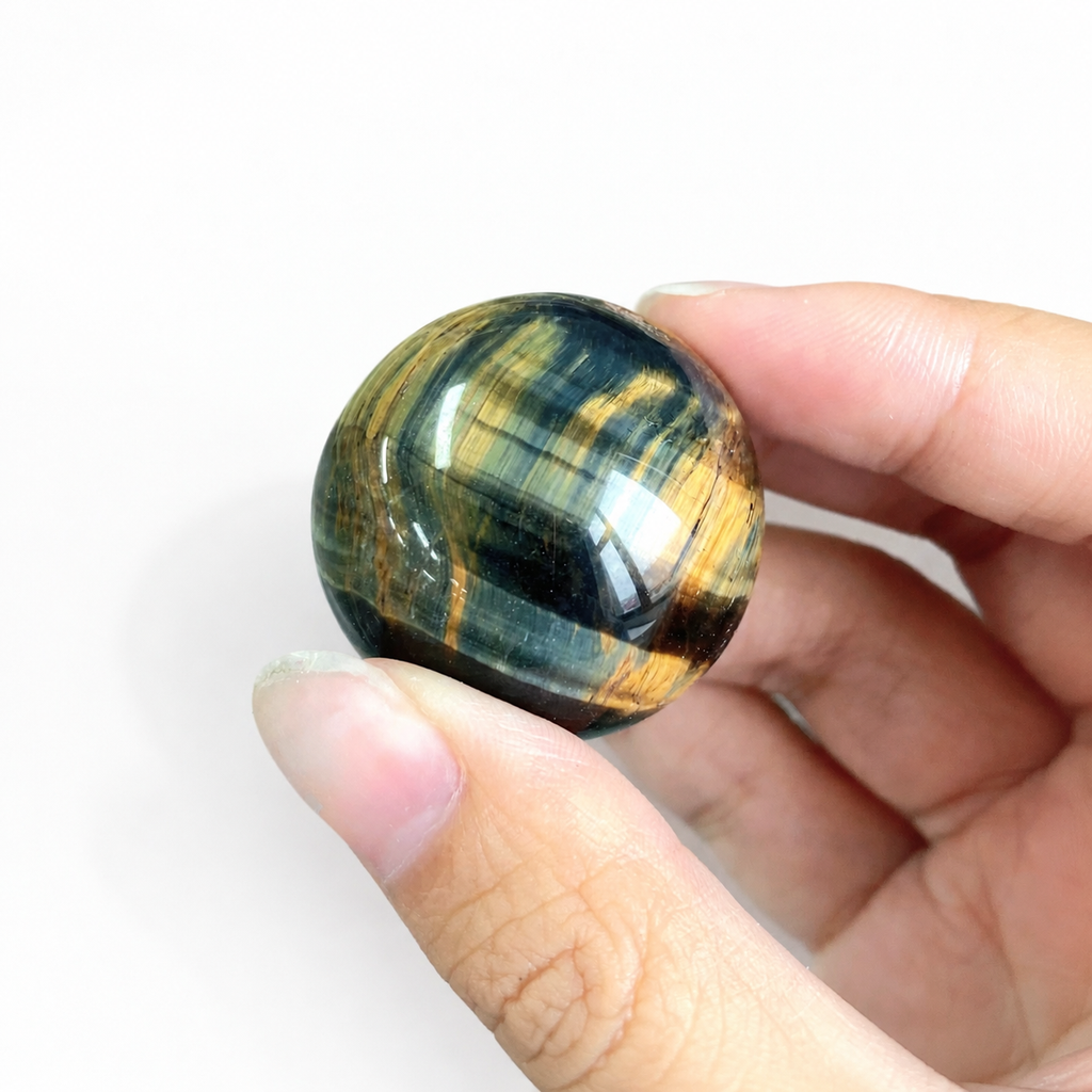 1.1in yellow mixed blue tiger eye sphere ball-C050