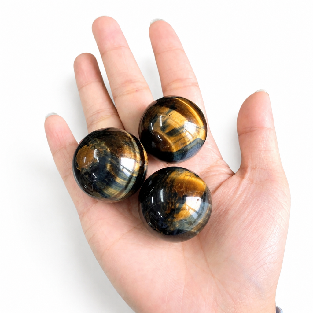 1.1in yellow mixed blue tiger eye sphere ball-C050