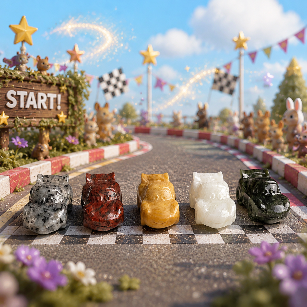 Multi-material handmade car carving-C052