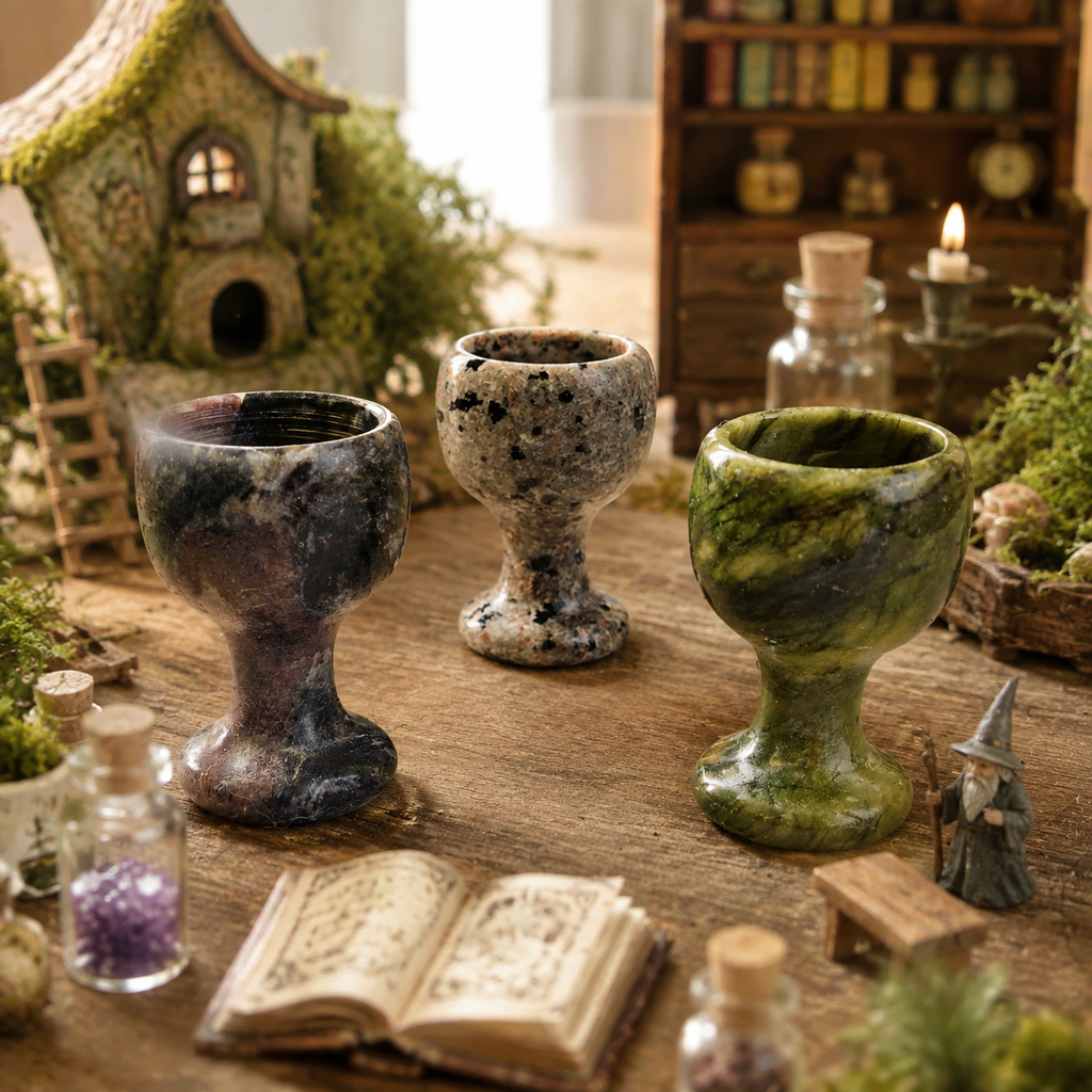 Multi-material handmade goblet crystal carving-C053