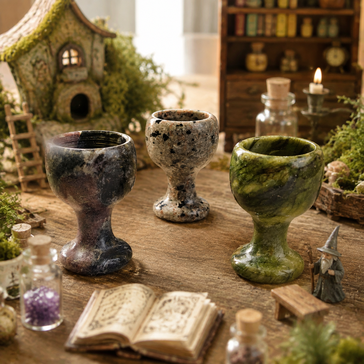 Multi-material handmade goblet crystal carving-C053