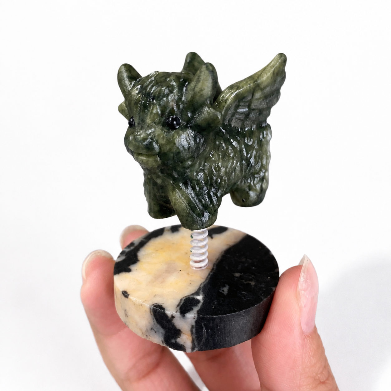 Multi-material handmade cute car spring ornament flying bison carving-C055