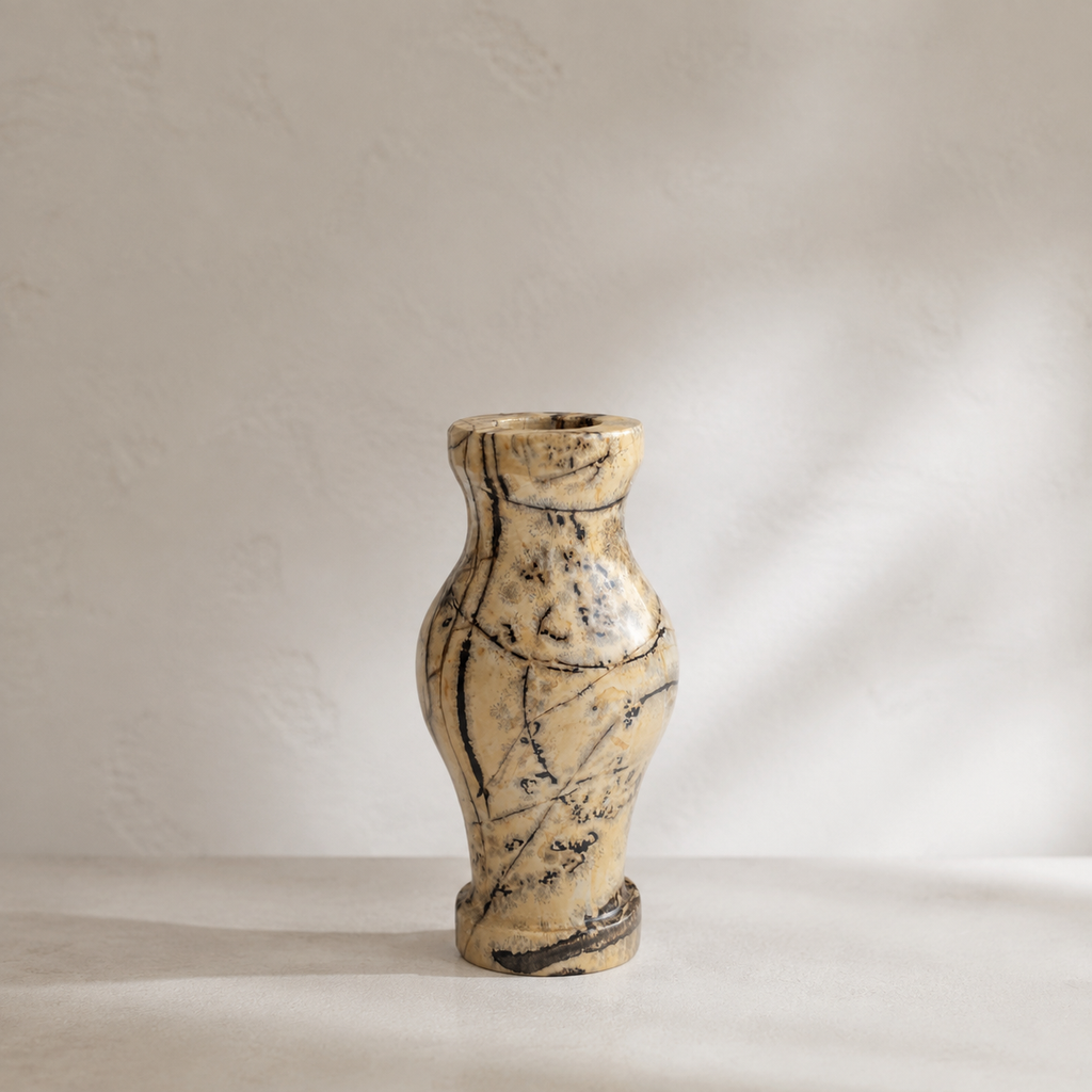 Chinese painting stone vase carving natural stone art figurine-C056