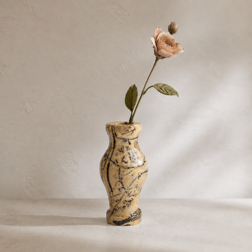 Chinese painting stone vase carving natural stone art figurine-C056