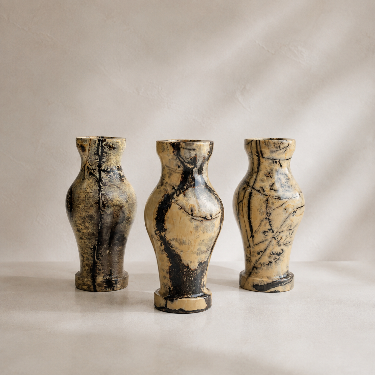 Chinese painting stone vase carving natural stone art figurine-C056