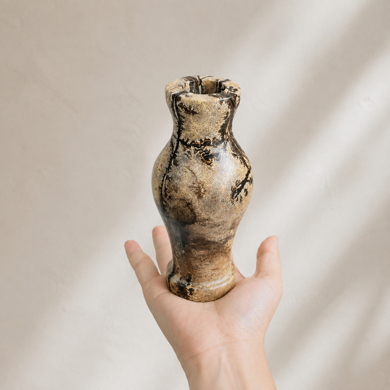 Chinese painting stone vase carving natural stone art figurine-C056