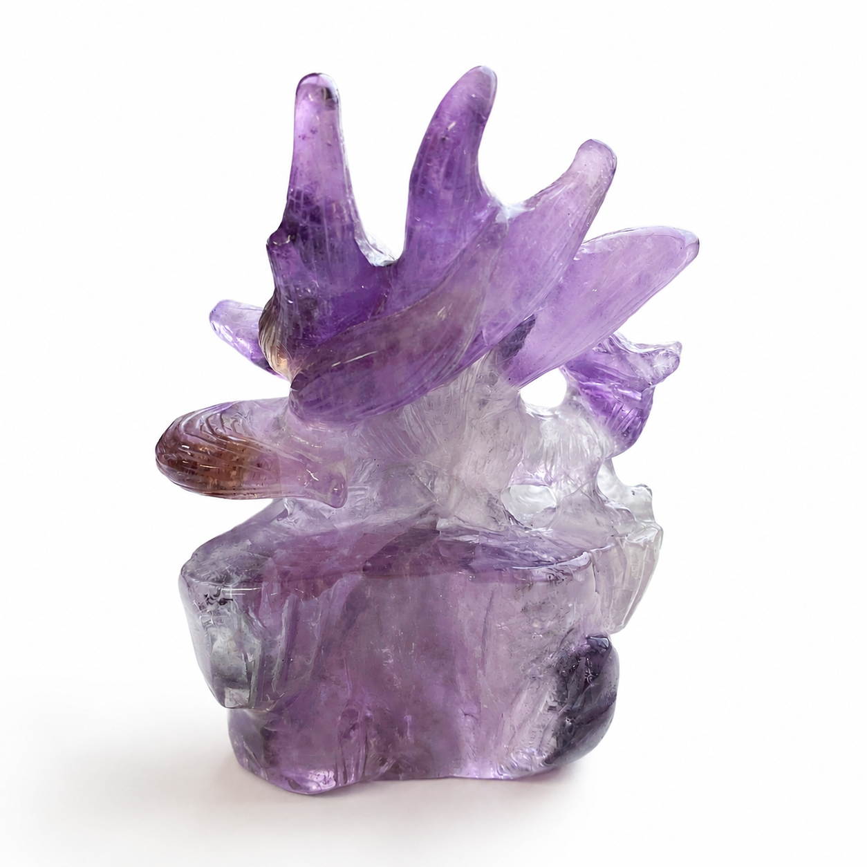 Unique 1pc crystal amethyst nine-tailed fox carving-U002