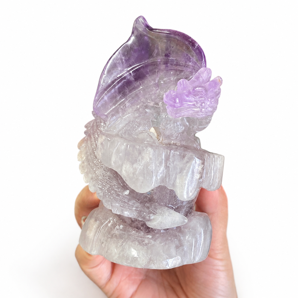 Unique 1pc amethyst fly dragon carving-U003