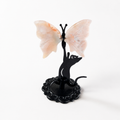 Crystal Butterfly Wing Carving with Cat Metal Stand (Mixed Materials)-C065