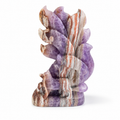 Unique amethyst mixed agate 1pc crystal nine-tailed fox carving-U004
