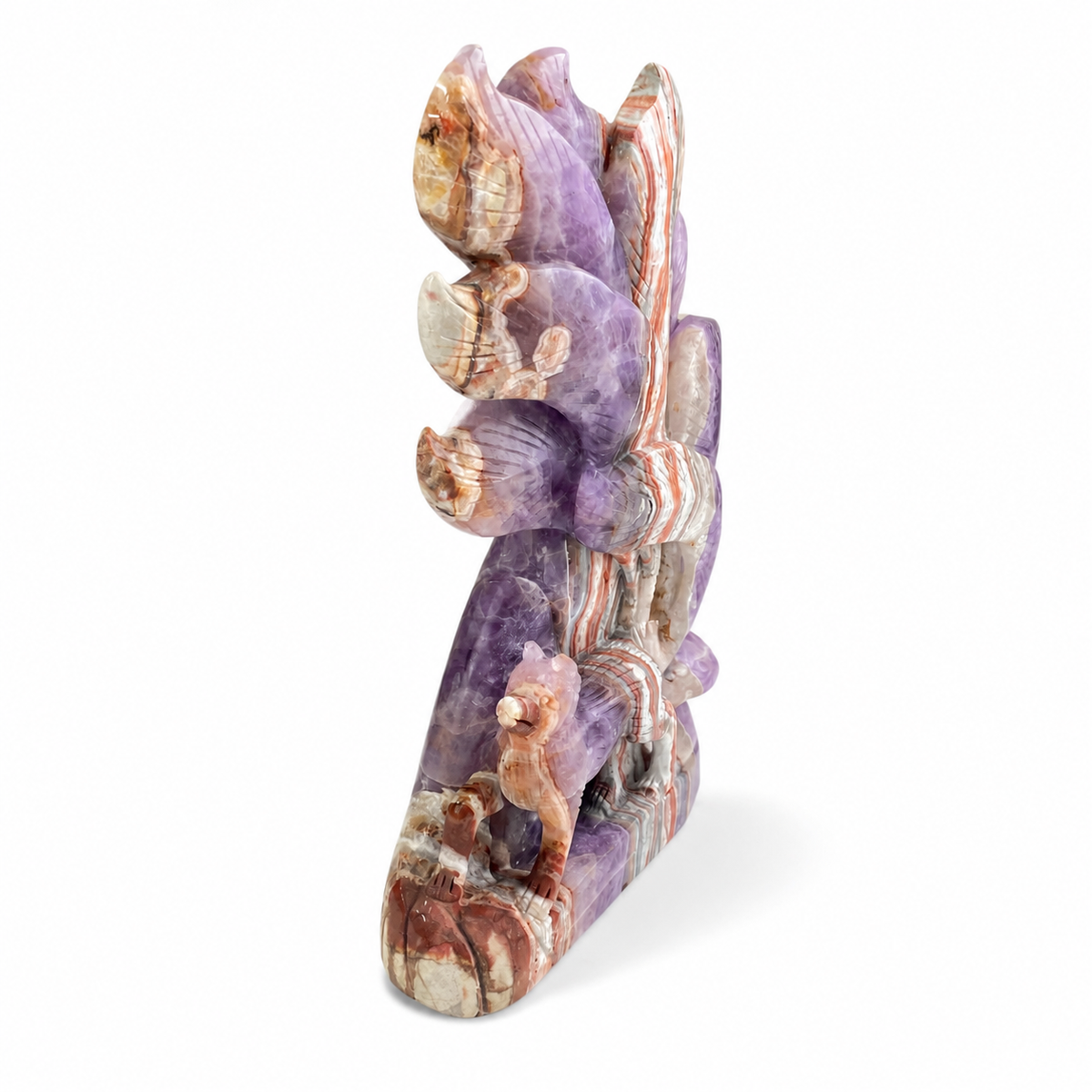 Unique amethyst mixed agate 1pc crystal nine-tailed fox carving-U004