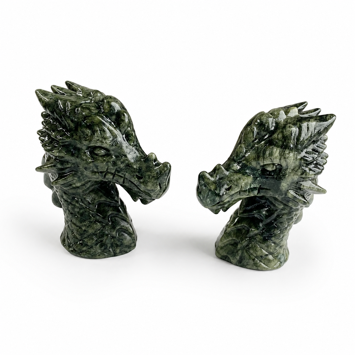 1PC natural green jade dragon head crystal carving-C062