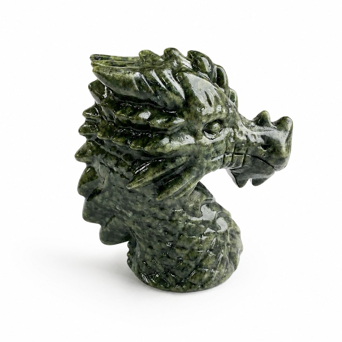 1PC natural green jade dragon head crystal carving-C062