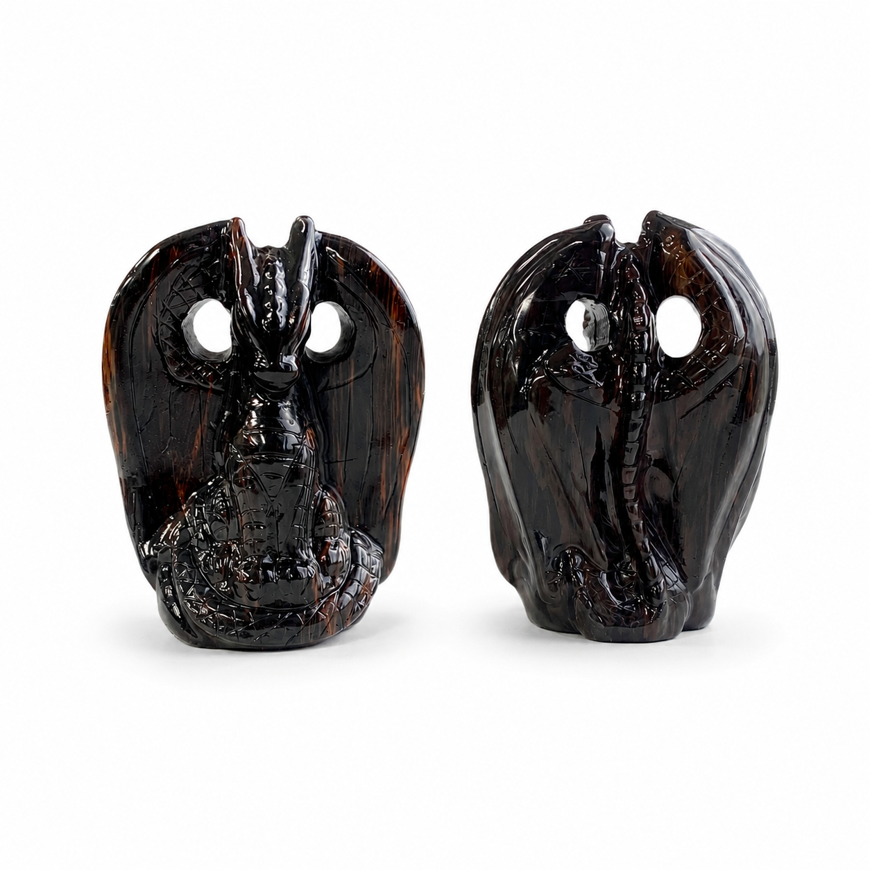 Handmade red tiger eye dragon crystal carving-C029