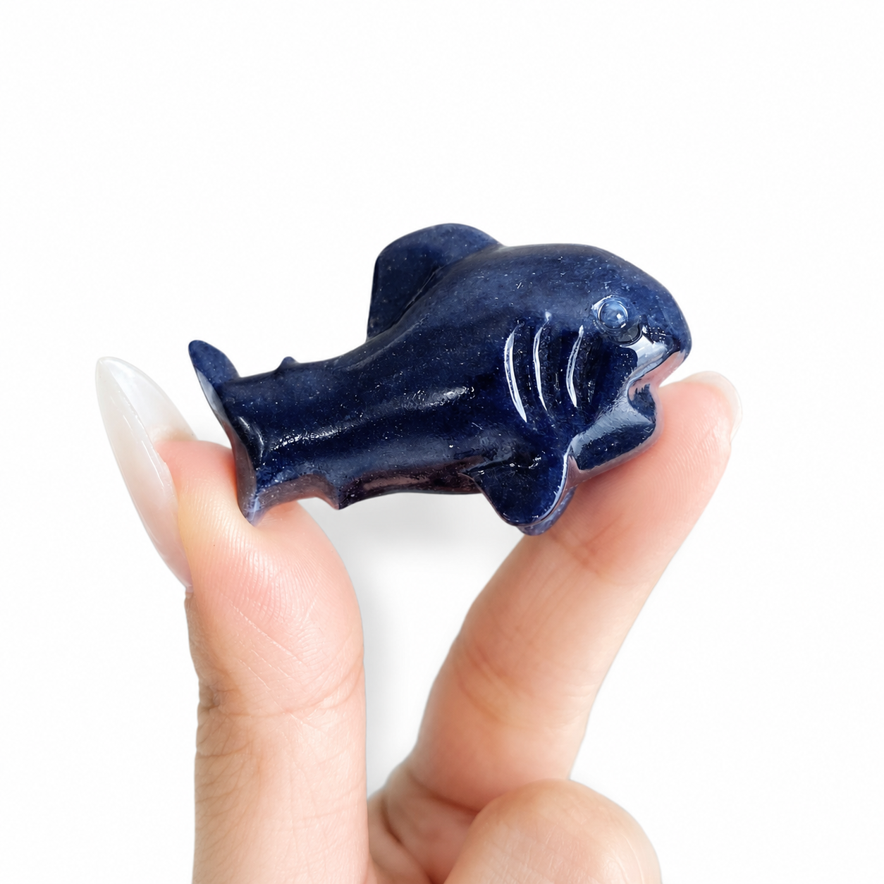 Multiple materials hand carved shark crystal carving-C030