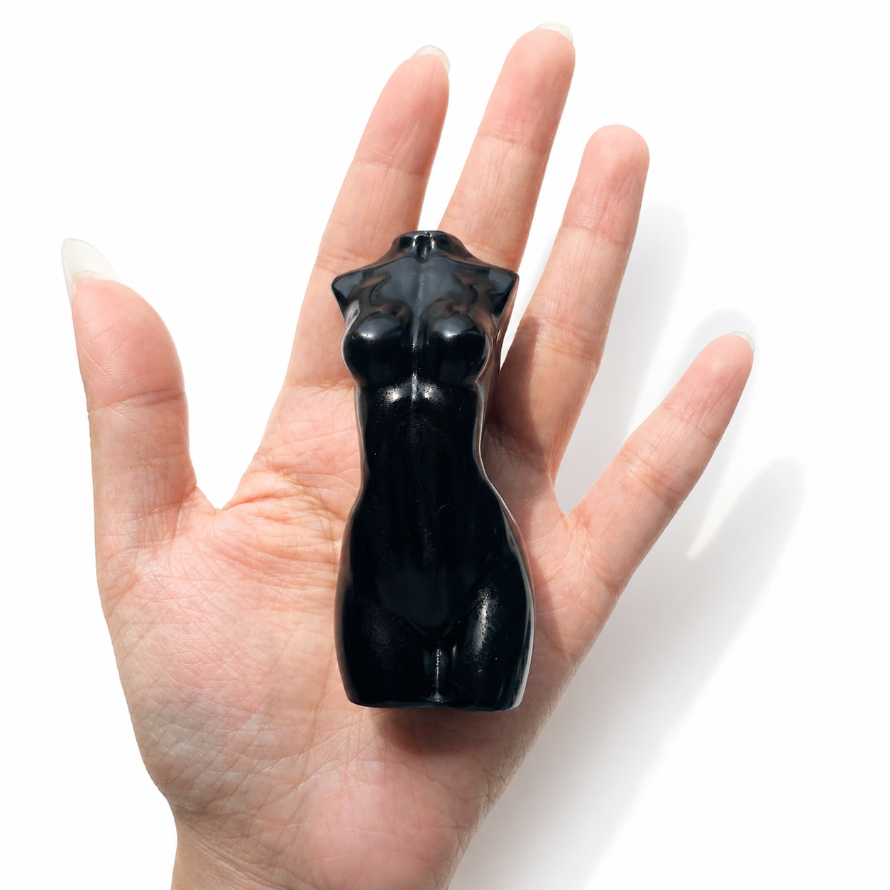 Handmade black obsidian slim model/lady body crystal carving-C031