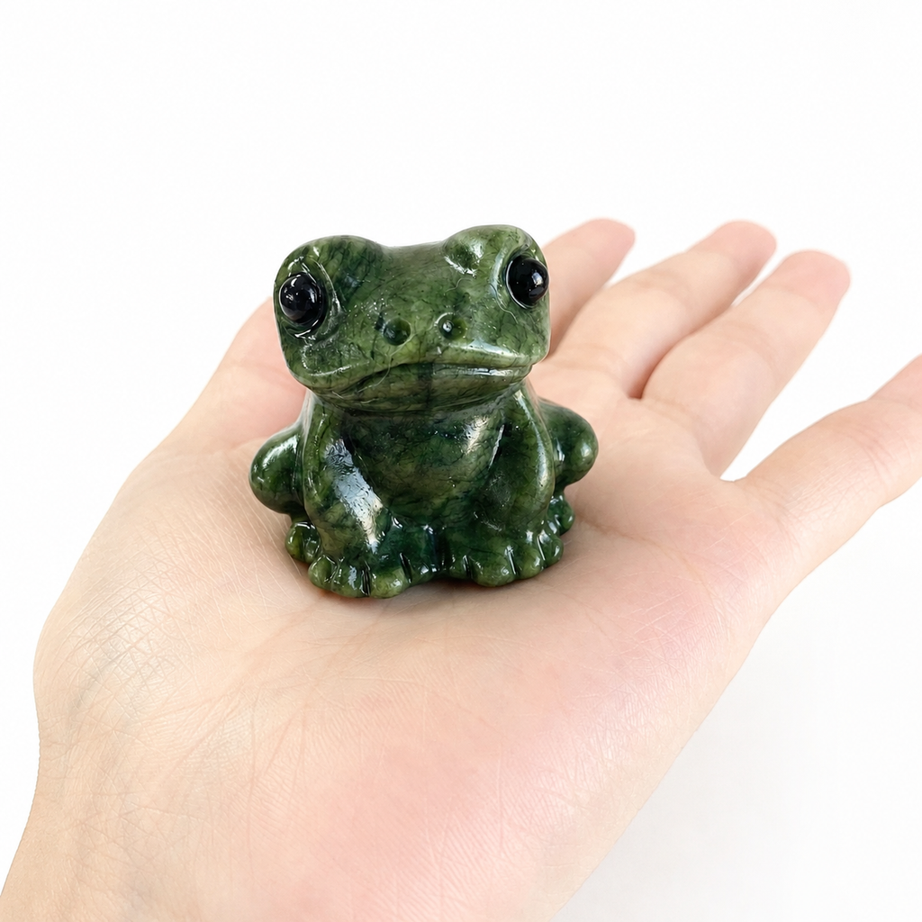 1PC natural green jade toad crystal carving-C032