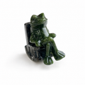 Multi-material handmade frog in a rocking chair crystal carving-C033