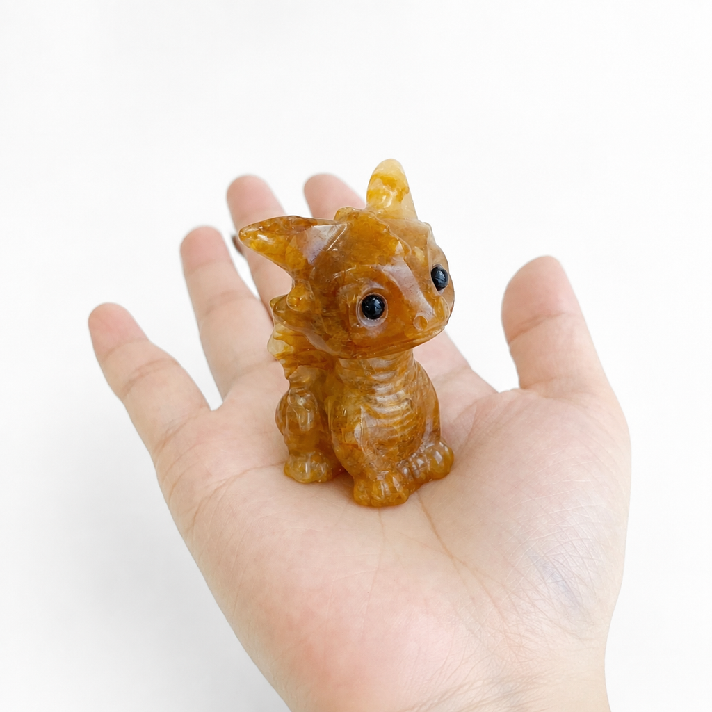 Multi-material handmade  flying dragon crystal carving-C036
