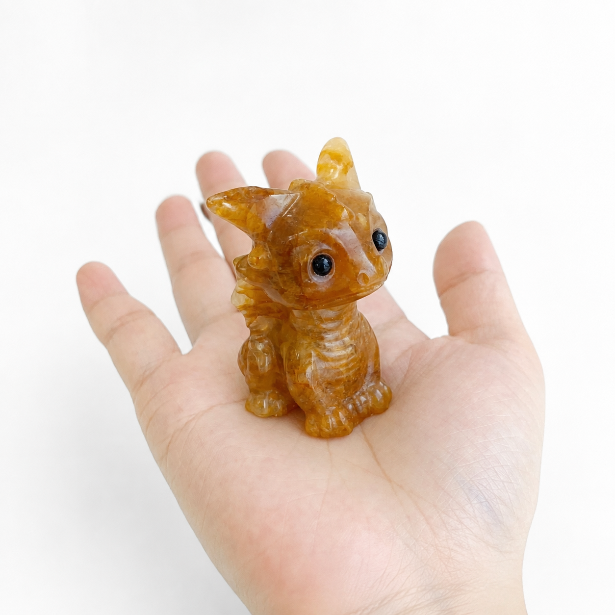 Multi-material handmade  flying dragon crystal carving-C036