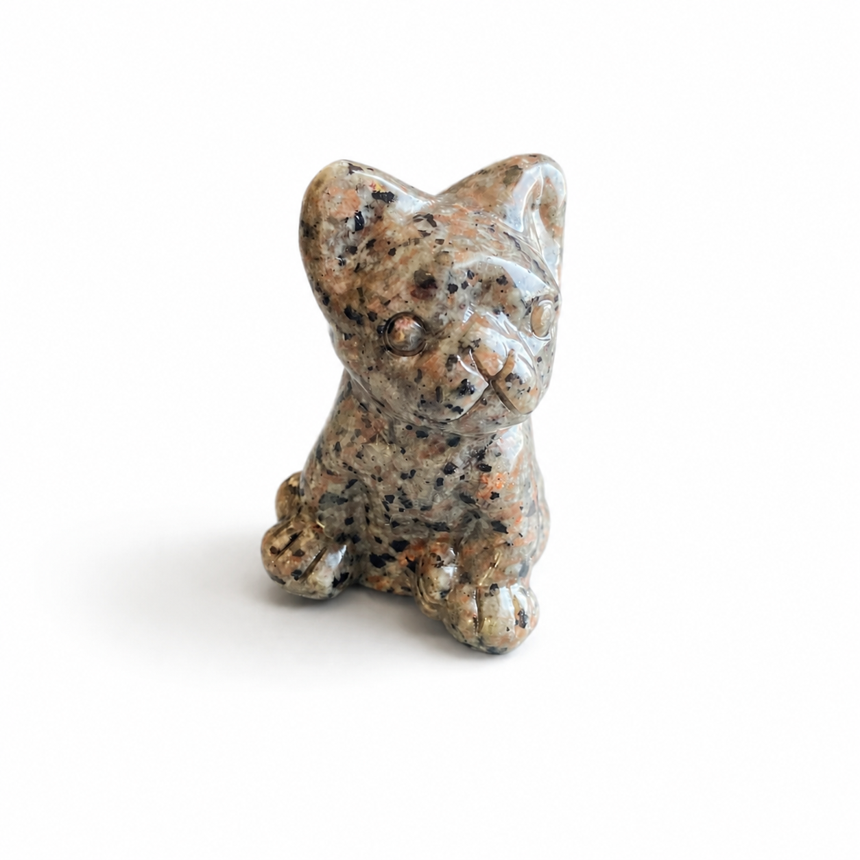 3inch hand carved UV-reactive yooperlite french bulldog crystal carving-C038