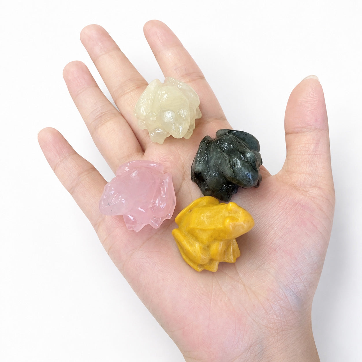 Multi-material handmade frog crystal carving-C044