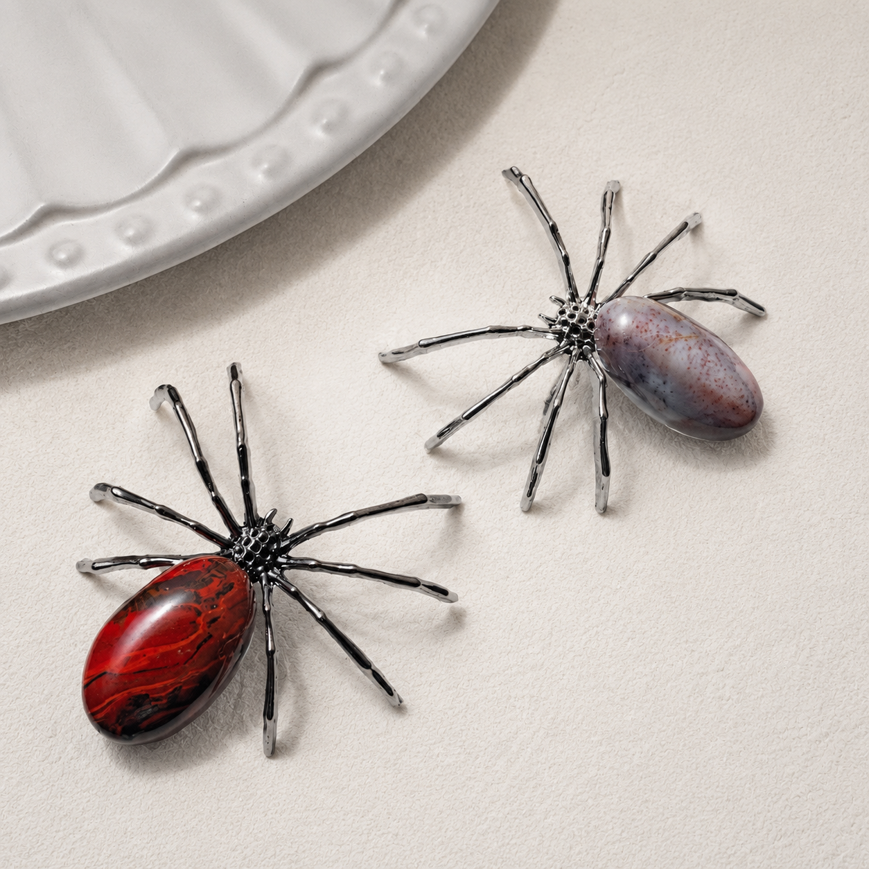 Tumbled Crystals Spider Ornament Handmade Alloy Spider C003