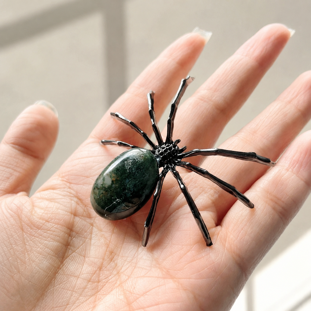 Tumbled Crystals Spider Ornament Handmade Alloy Spider C003